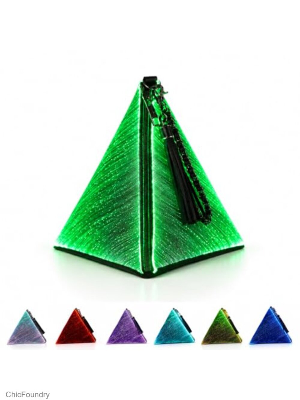 LED Triangle Wristlet Purse Rechargeable 11 Glow Modes Evening Clutch Wallet